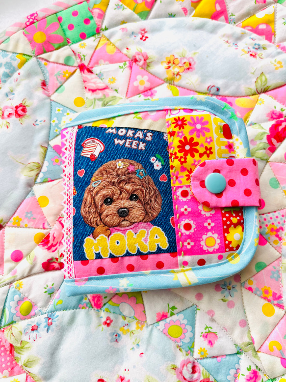 可愛いワンちゃんの二つ折り財布 デニムブルー 二つ折り財布 マリコヤ