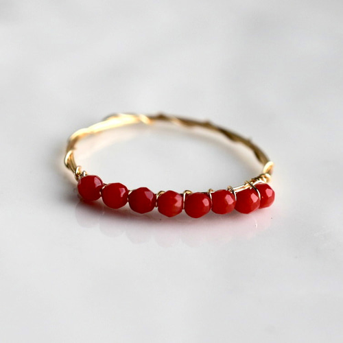 赤珊瑚 ラウンドカット2mm ×8/k14gfリング 指輪・リング mayumi rings