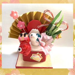 羽子板飾り】うさぎと桜 つまみ細工/初節句/新年/ひな祭り/七五三