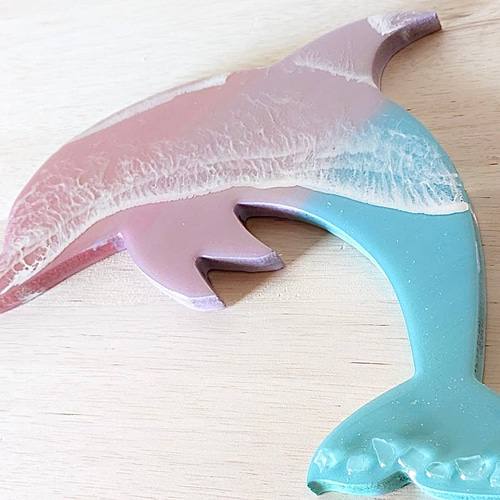 レジン波アート イルカ】 海レジン 海のインテリア ドルフィン 