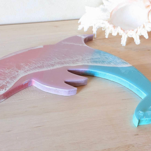 イルカのインテリア】 レジン波アート 海レジン 海のインテリア