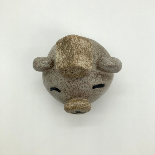 くまくま　中国　石湾陶器　岩に蟹　置物　在銘　F　R5156 おうちクマのオブジェ 頭にお家をのせたかわいい熊さんの置物