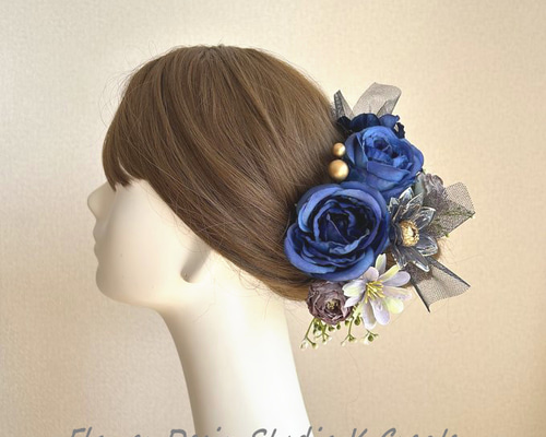 Moitie 初期青薔薇ヘッドドレス モワティエMoi-meme-Moitie青薔薇付きヘッドドレスワイヤー入り