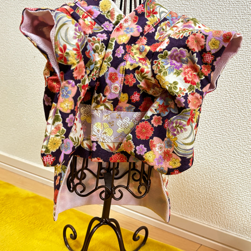 【即出荷】 ☆新作犬服⭐︎犬用着物 女の子用 パープル 華 ペット服 犬服・アクセサリー