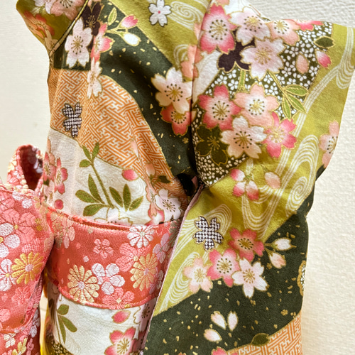 ★新作★完成品⭐︎犬服⭐︎犬用着物　女の子用 Sサイズ 桜 グリーン ☆新作犬服⭐︎犬用着物 女の子用 桜 グリーン ペット服
