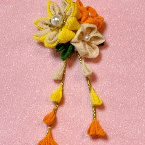 ☆新作犬服⭐︎ つまみ細工帯飾り付き 犬用着物 女の子用 桜