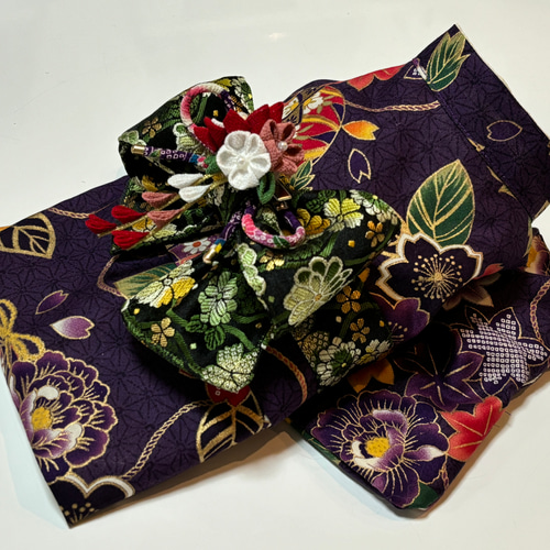 ☆新作犬服⭐︎ つまみ細工帯飾り付き 犬用着物 女の子用 麻の葉