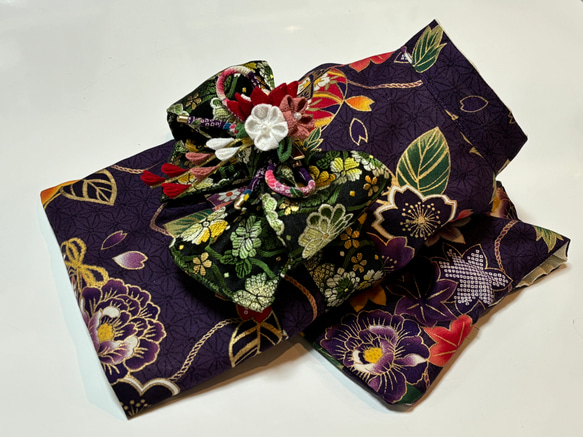 ☆新作犬服⭐︎ つまみ細工帯飾り付き 犬用着物 女の子用 麻の葉