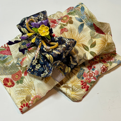 ☆新作犬服⭐︎ つまみ細工帯飾り付き 犬用着物 女の子用 和柄