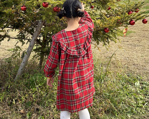 タータンチェックのクリスマスワンピース80〜140㎝