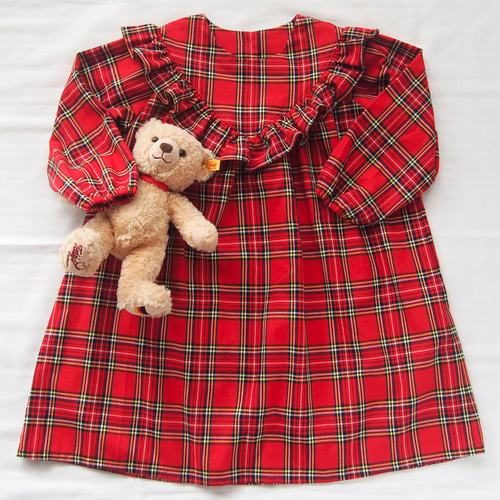 タータンチェックのクリスマスワンピース80〜140㎝ 子供服
