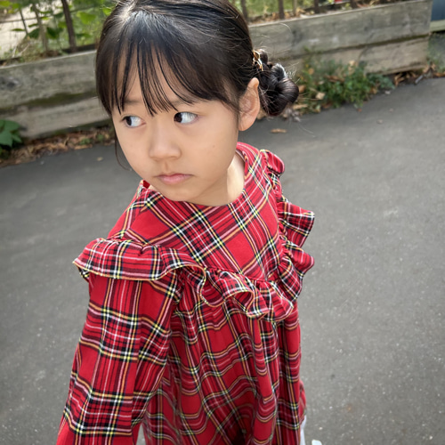 タータンチェックのクリスマスワンピース80〜140㎝ 子供服