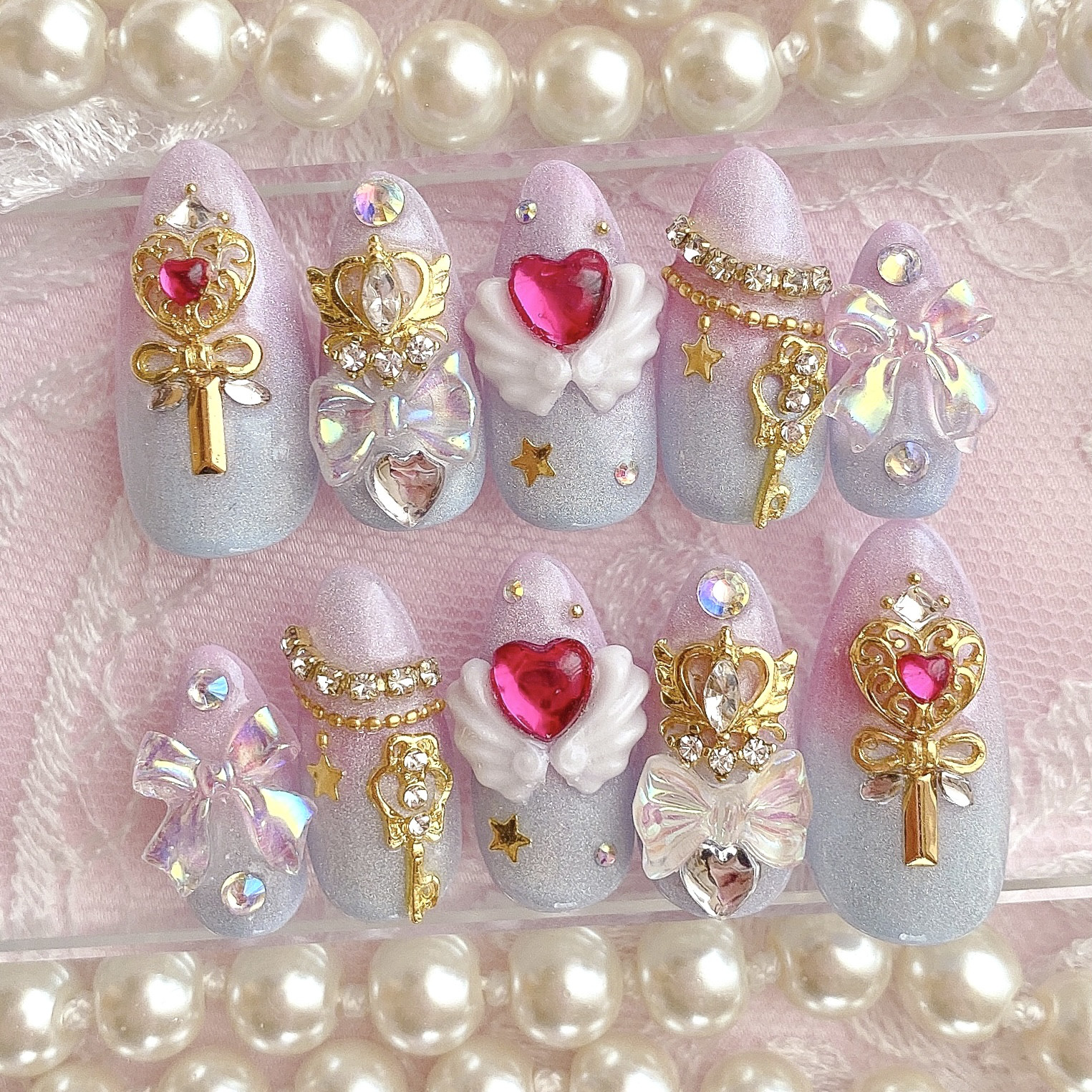 量産型 / 魔法少女 / ゴテゴテ / 水色 ピンク / オーロラ / ネイルチップ