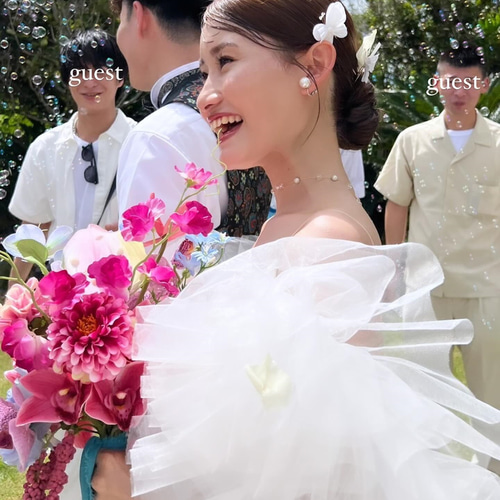 ドレスアレンジ用トップスのみ オフホワイト ソフトチュール ベール風ポンチョ 人気上昇！ ドレスアレンジ用トップス ボレロのみ ソフト