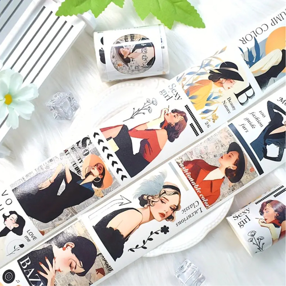 海外マスキングテープ 装飾 人物 背景 pet 和紙 まとめ売り