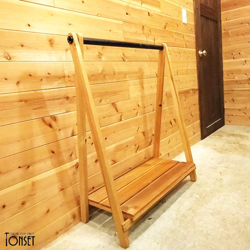 折り畳み式ミニハンガーラック オークcol. ハンガーラック 工房ONSET