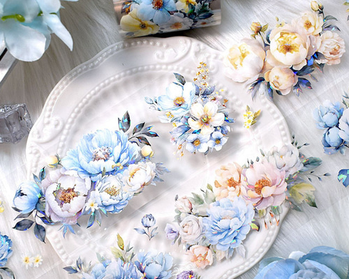 海外作家 海外マステ 五宝文創 青澜之歌 マスキングテープ PET 装飾