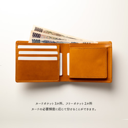 送料無料 二つ折り財布 【 Sジーンズ 】 本革 栃木レザー ウォレット 贈り物 ギフト HM03K 5枚目の画像