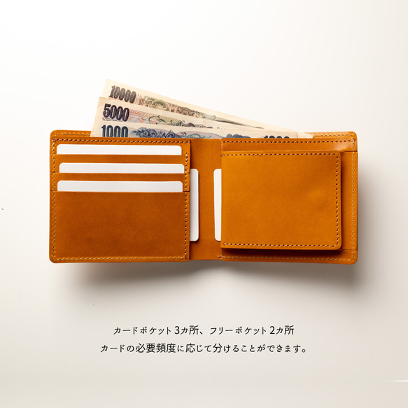 送料無料 二つ折り財布 【 Sジーンズ 】 本革 栃木レザー ウォレット 贈り物 ギフト HM03K 5枚目の画像