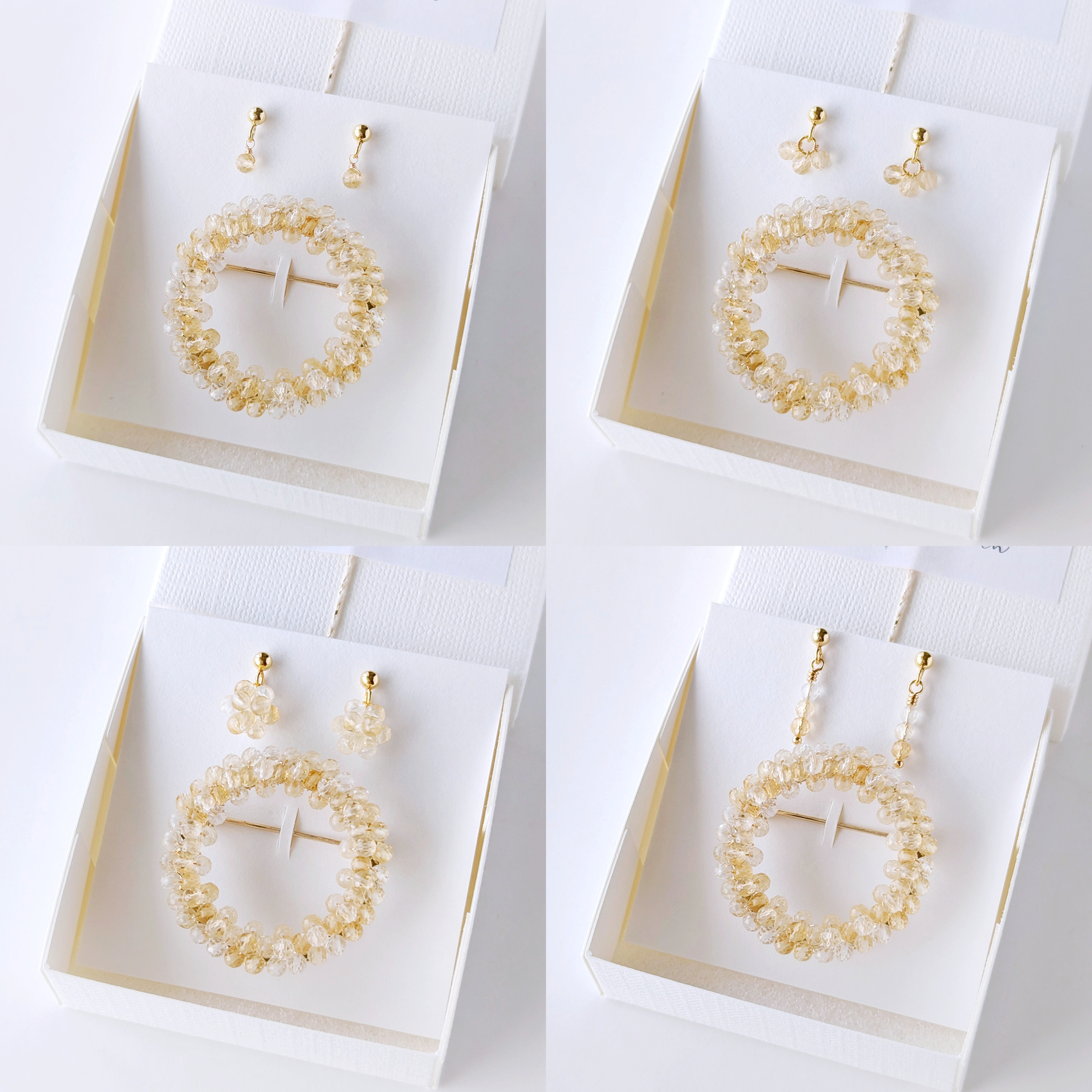 《選べるデザイン》❋2点セット❋ シトリンのリングブローチ×ピアス/イヤリング 11月誕生石