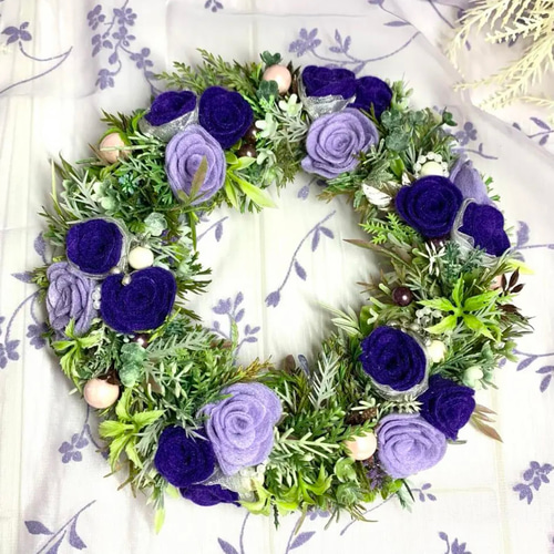 母の日プレゼント 母の日リース 花かごリース °*✽Blue×Purple