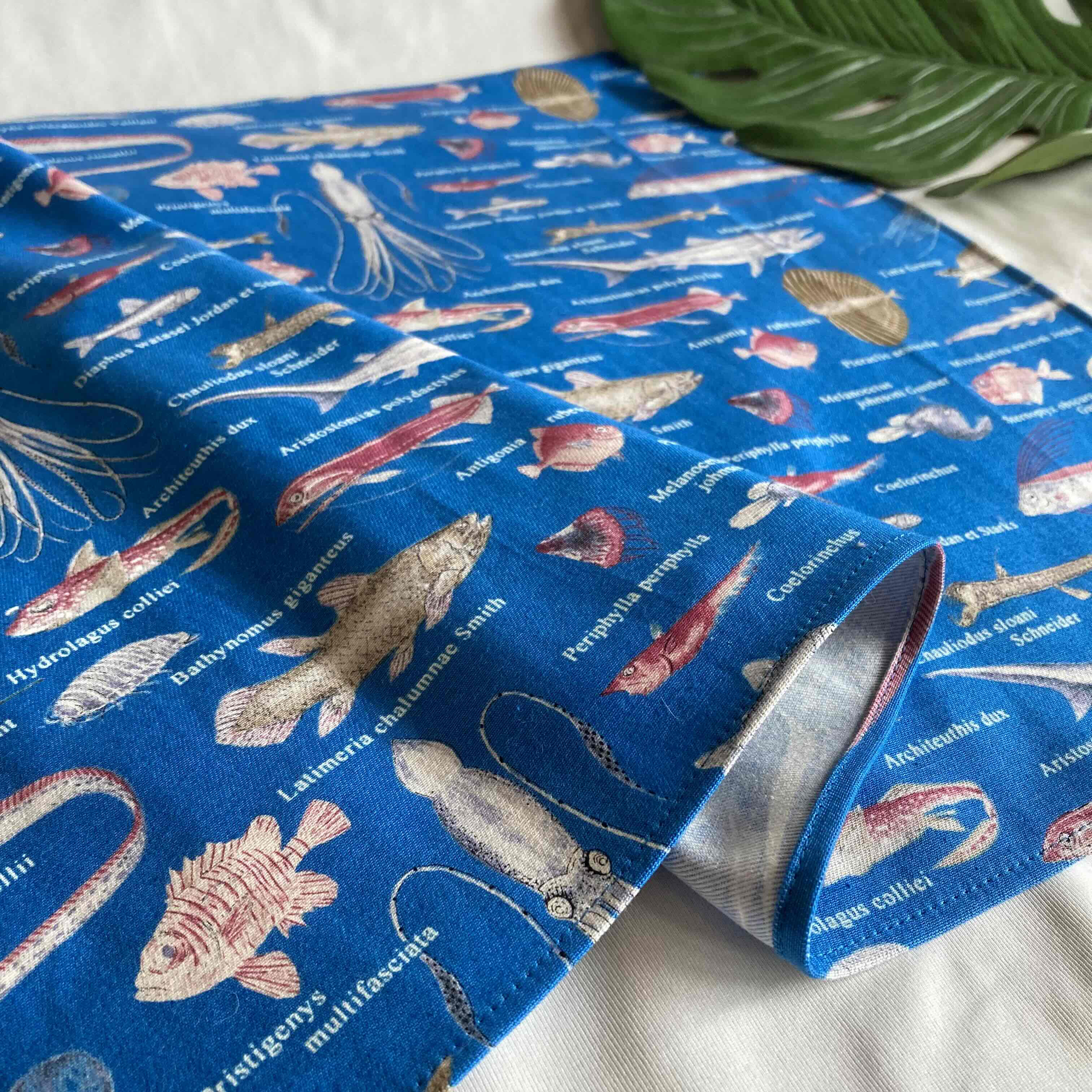 オーダー　魚　サメ　青　水色　ハンドメイド　給食袋　ランチョンマット　入園入学 オーダーOK】入園入学大きいランチョンマット40×60☆82深海生物深海魚