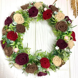 ＊かおりん＊ ☆ 掛軸☆ハンドメイド リース オーダー フェルト 完全手作り】フェルトの華やかお雛様リース 中colorful リース