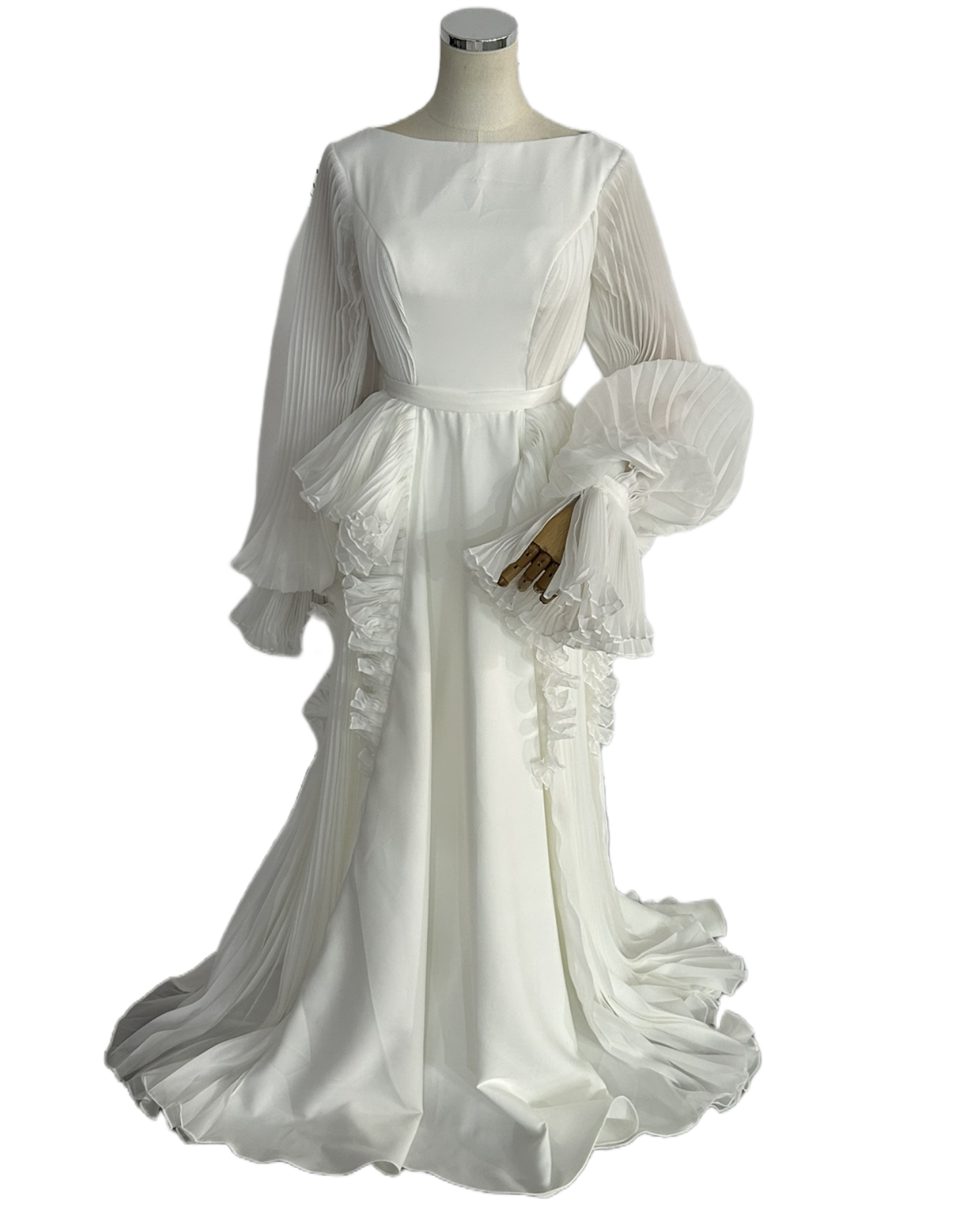 ウェディングドレス ミニトレーン プリーツドレス デザイン感 抜群のおしゃれ見え 前撮り