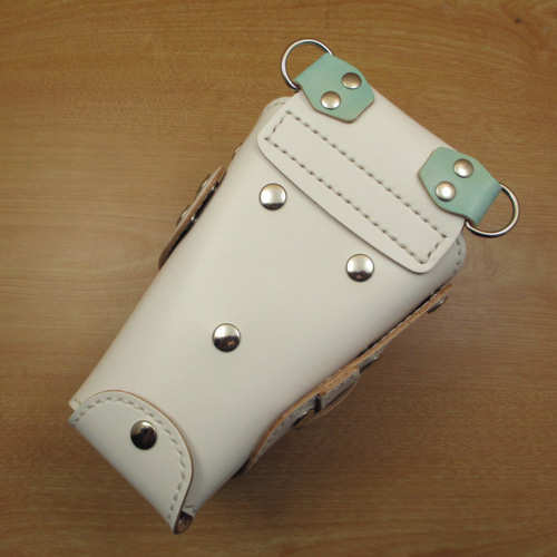 ホワイト＆空色6丁差し本革シザーケースSCA-100/CWA