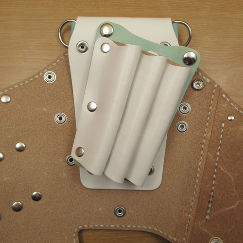 ホワイト＆空色6丁差し本革シザーケースSCA-100/CWA