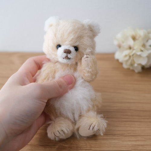 名作 ハンドメイド テディベア 御座い ストレートアルパカ クリーム色 ぬいぐるみ