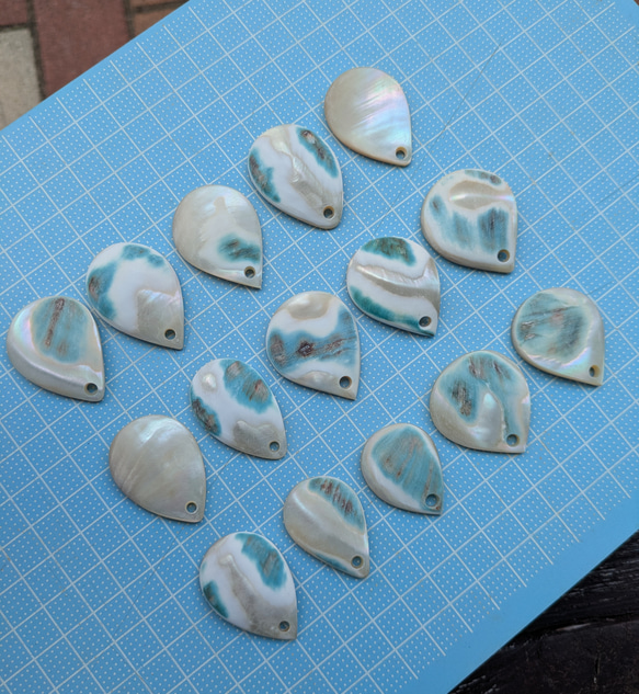 夜光貝磨きアクセサリー作りキット ✳【 しずく 】 10枚目の画像