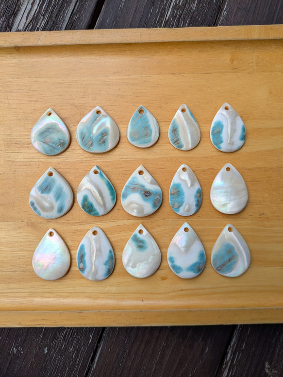 夜光貝磨きアクセサリー作りキット ✳【 しずく 】 11枚目の画像