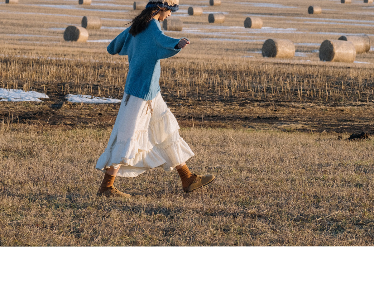 秋冬、白い不規則半身スカート、厚めのA字スカート、スノースカート、レディース