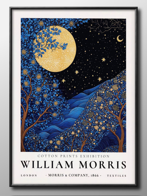 15331□ポスター アート 絵画『ウィリアム・モリス 月夜の青い森