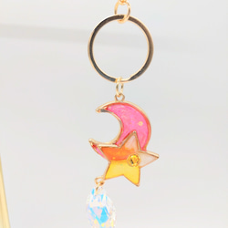 ピンクの月と星のぷるんとキーホルダー 3枚目の画像