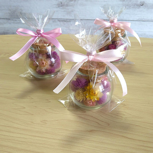 お花の小さな球びん☆千日紅、ヘリクサム ドライフラワー コルク栓