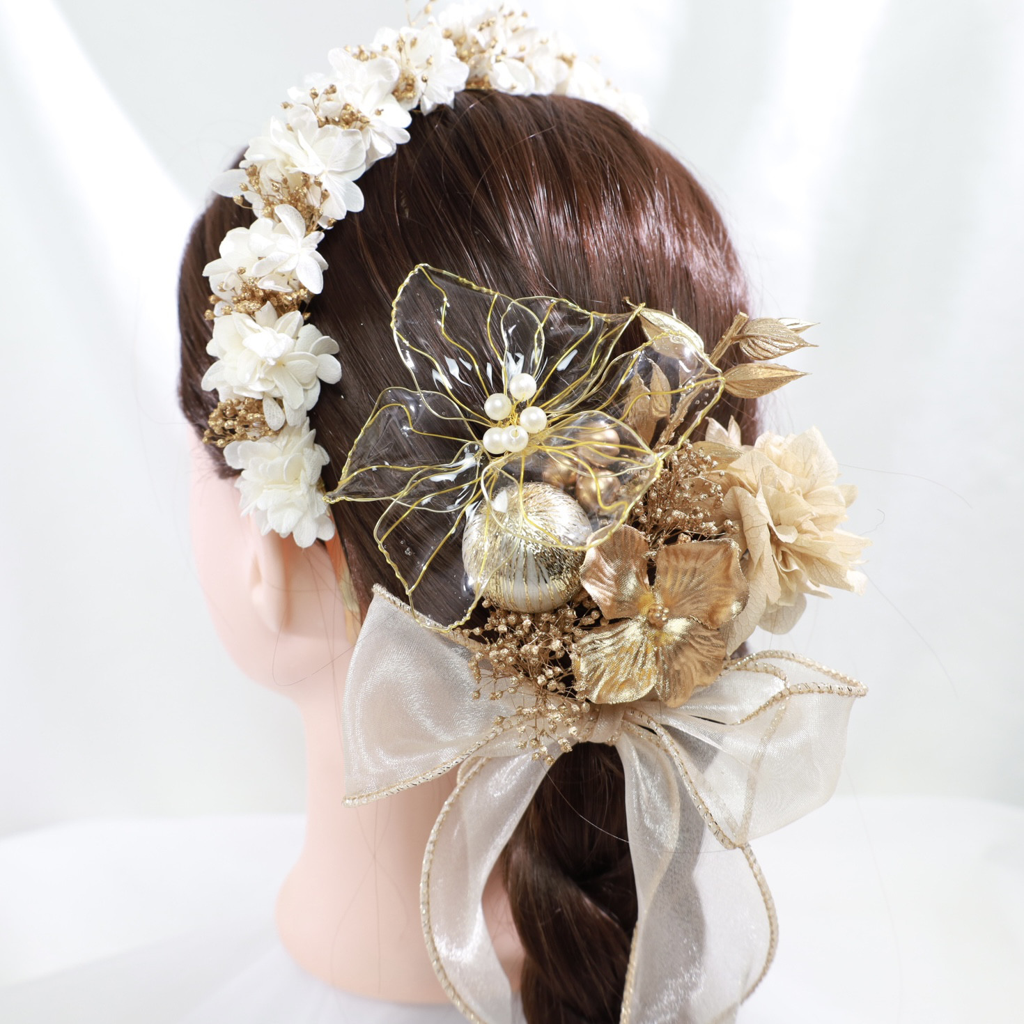 髪飾り 成人式 七五三 卒業式 アメリカンフラワー【Miho Fujii】 A007 アメリカンフラワー 髪飾り 成人式 卒業式 結婚式 前撮り 袴 色打