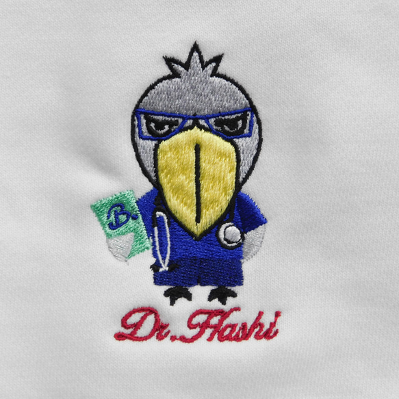 Doctorハシビロコウの刺繍入りスウェット　10.0オンス オリジナル 誕生日 クリスマス ギフト お揃い 個性的 人気 Doctorハシビロコウの刺繍入りオリジナルスウェット 10.0オンス