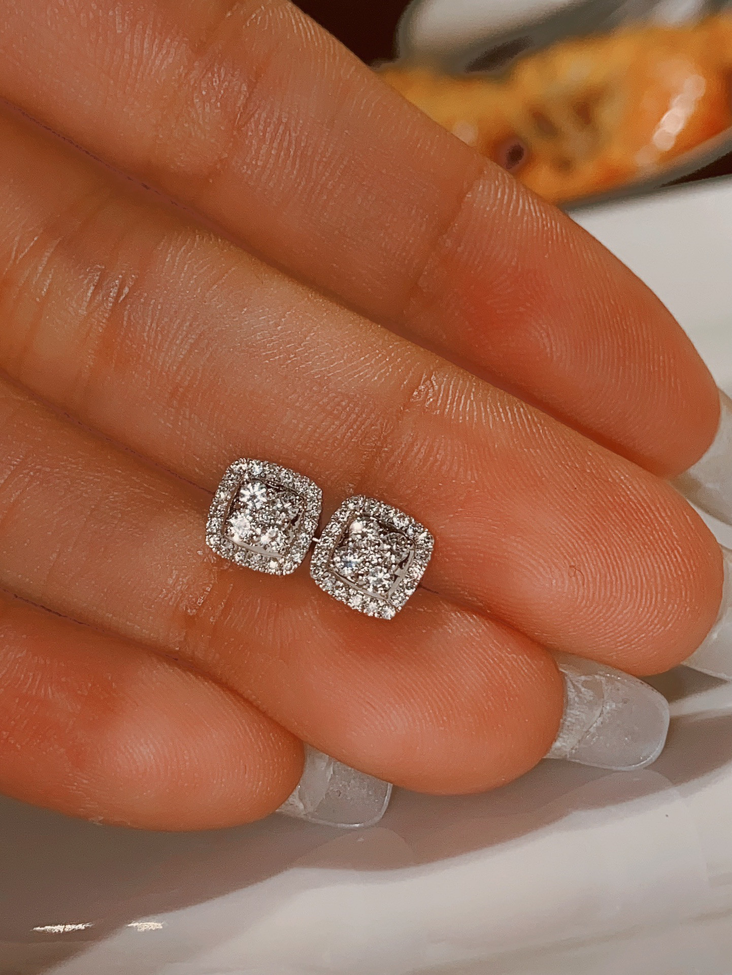 天然ダイヤモンドピアスk18