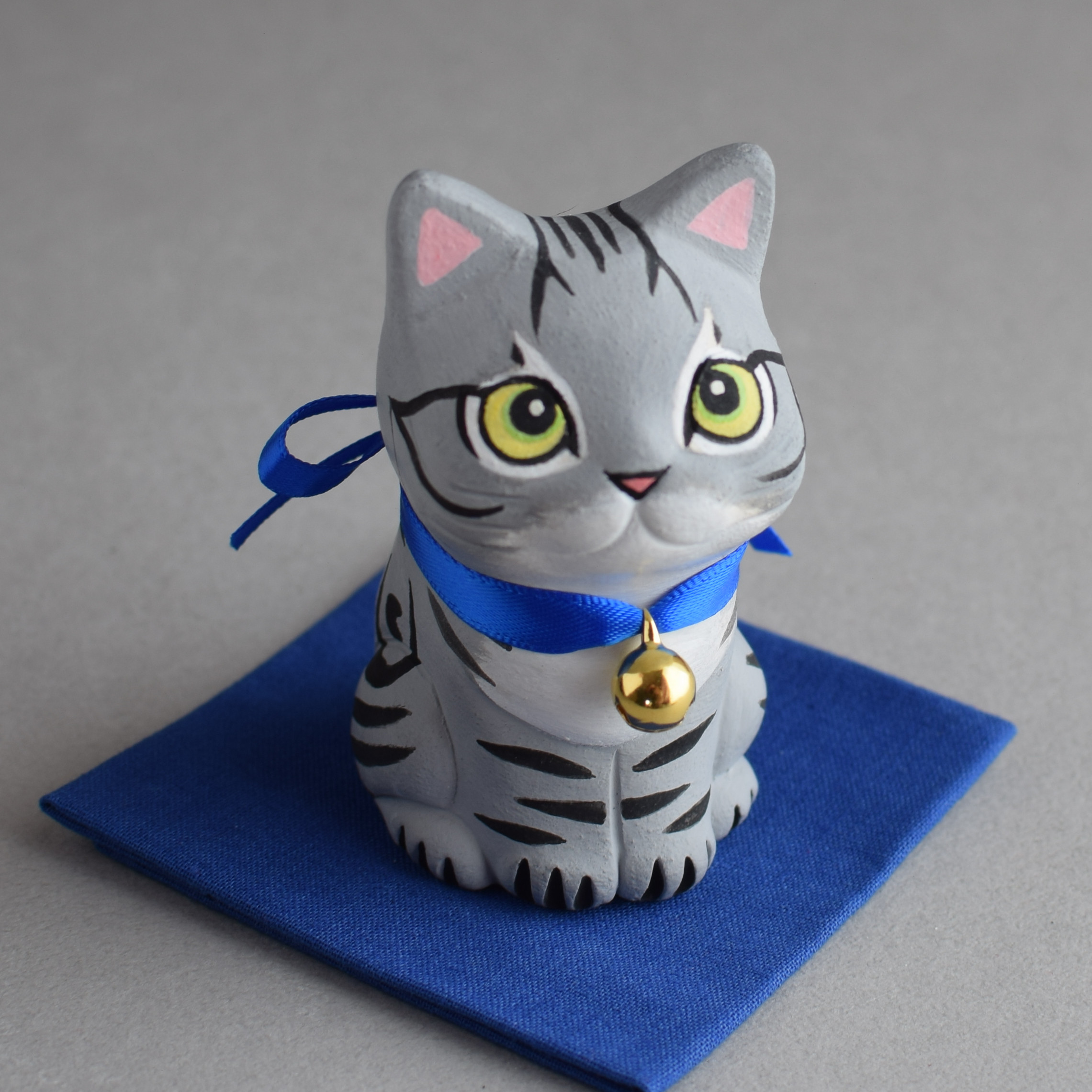 アメリカンショートヘアの子猫とタンポポ畑の絵 油絵原画「Sign