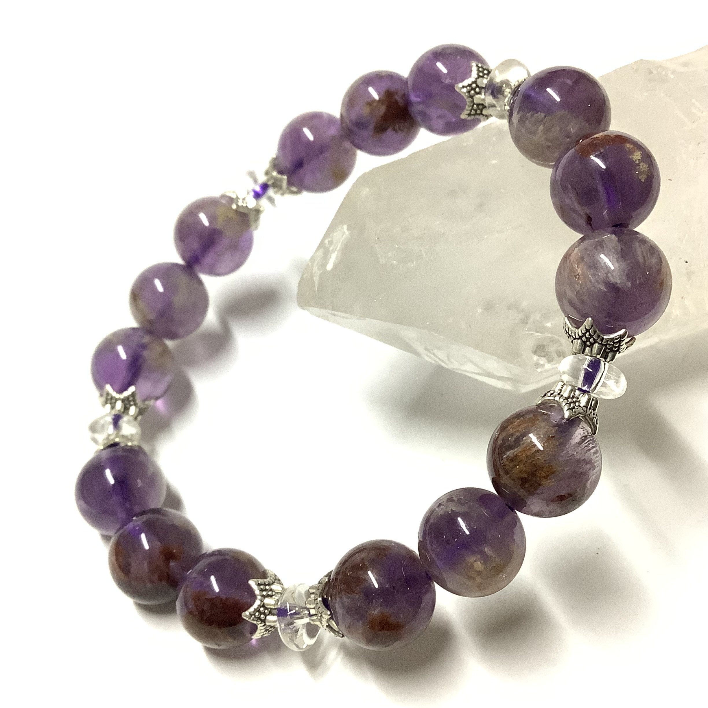 一点物☆癒しのお守り ヒーリングストーン 天然石 ガーデンアメジスト ブレスレット