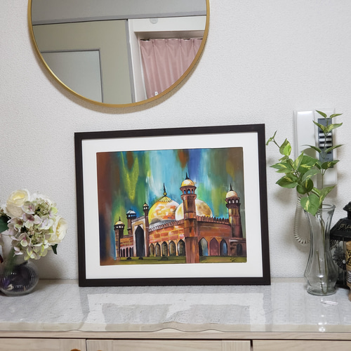 原画　「مَسْجِد　」　　モスク‎ The Nasir al-Mulk Mosque, also known as the “Pink Mosque