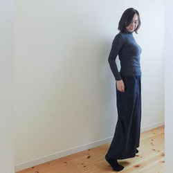 厚手コットンであったか☆両面起毛コットンツイルのワイドパンツ・グレー 5枚目の画像