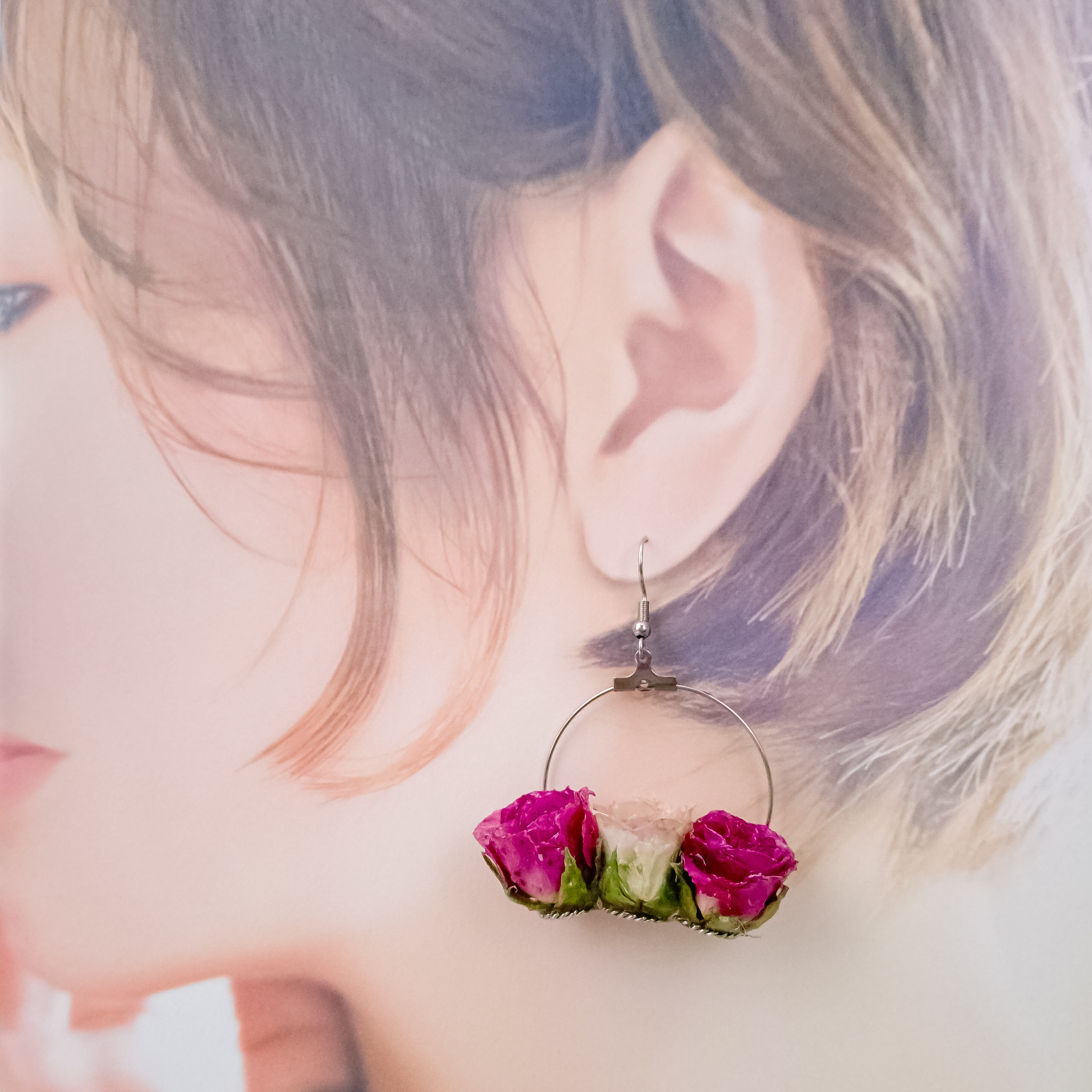 花咲く記憶│バラの花かご耳飾り【受注生産】