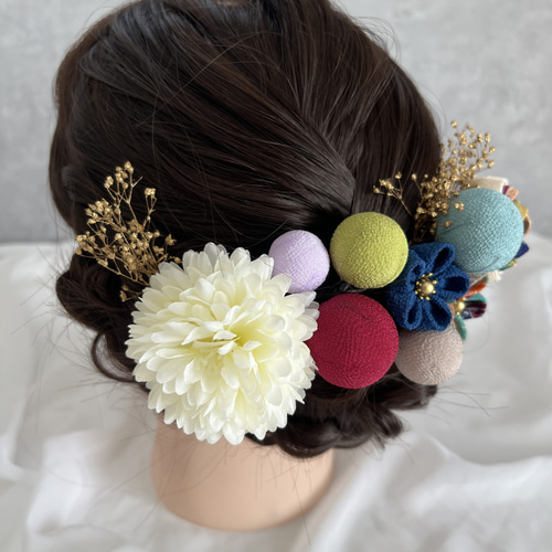 レトロ可愛い♡七五三 成人式におすすめ！髪飾りセット ≪ブルー