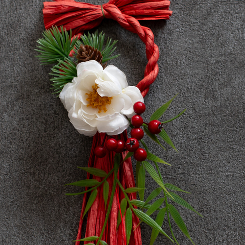 しめ縄#11椿②お正月飾りしめ飾りしめ縄リース