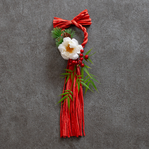 しめ縄#11椿②お正月飾りしめ飾りしめ縄リース