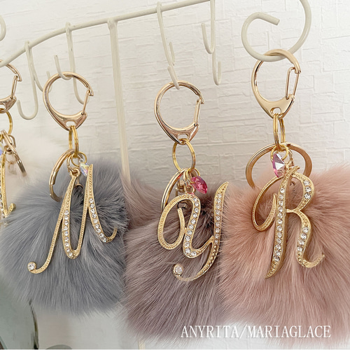 BIGイニシャルチャーム キーホルダー キーリング チャーム