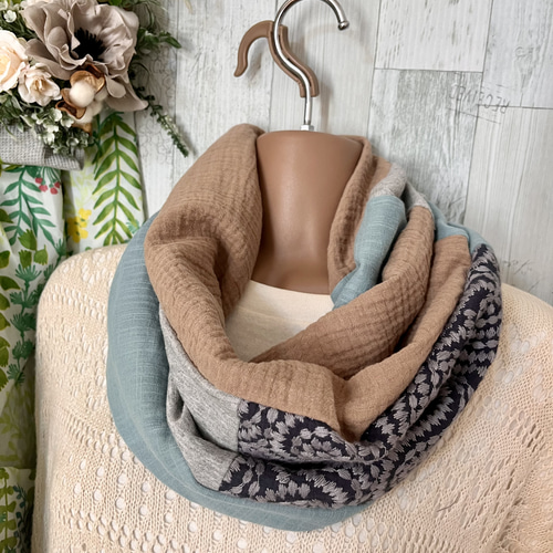 ポコポコWガーゼの2重巻きスヌード◇ハンドメイド